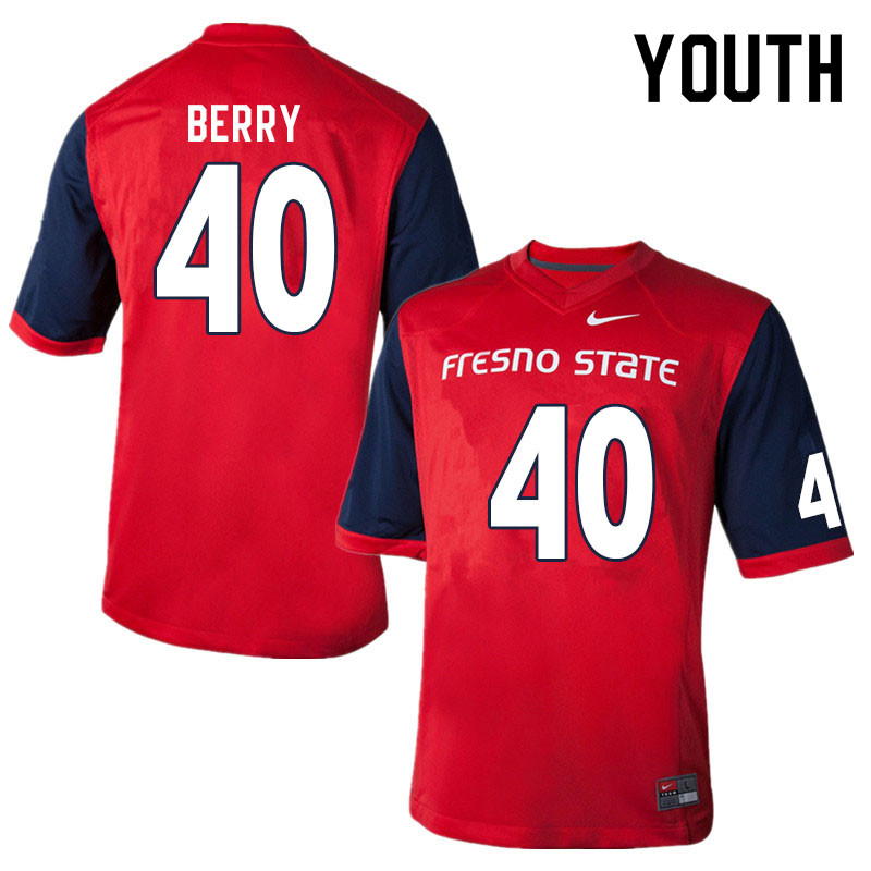 Youth #40 Anthony Berry Fresno State Bulldogs College Football Jerseys Sale-Red